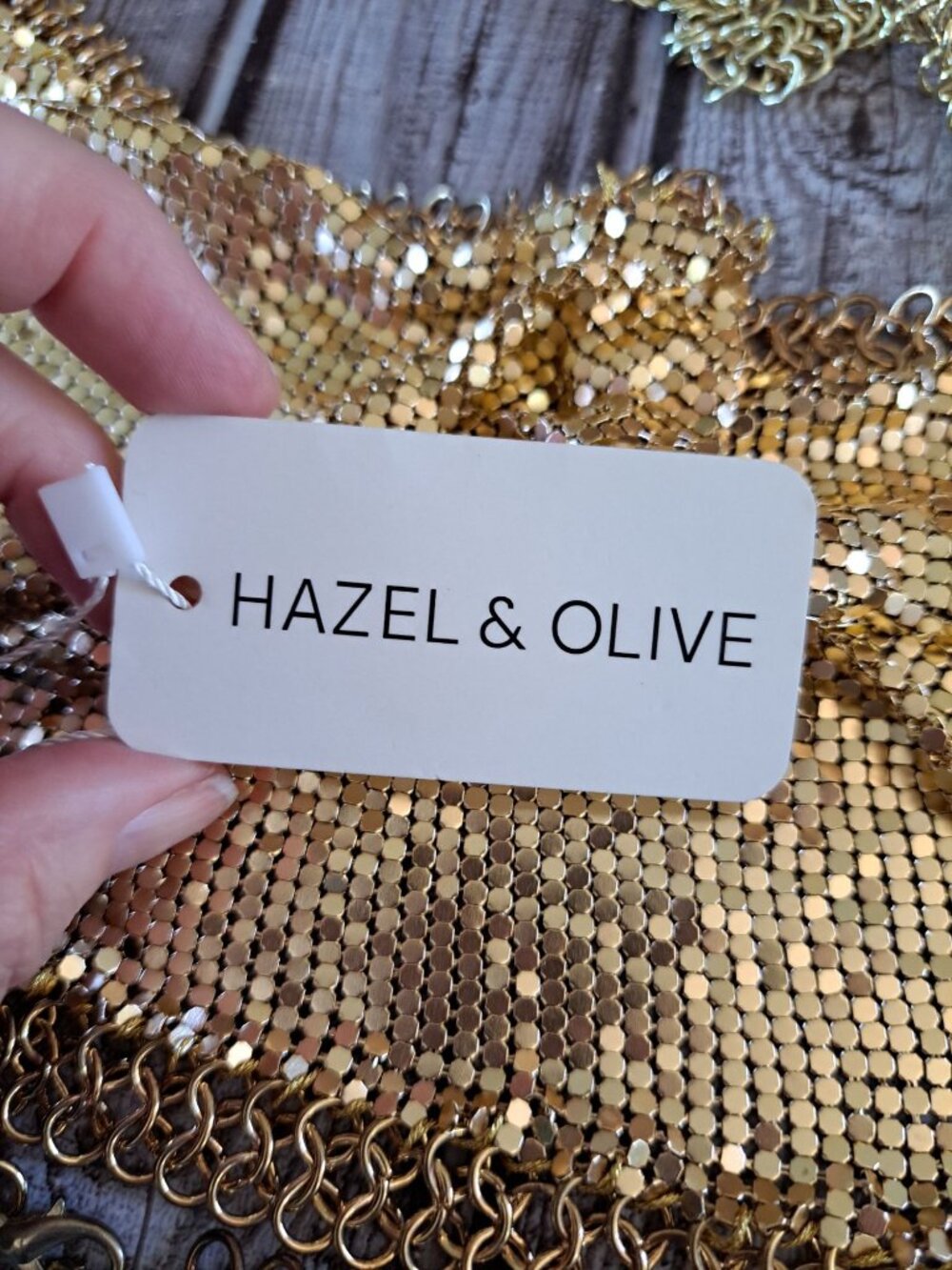 Hazel & Olive Gold Metal Mesh Halter Top Chain Party Gypsy Coachella S - Picture 6 of 9